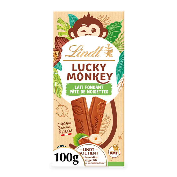 LUCKY MONKEY Mleczna Czekolada z Nadzieniem Orzechowym 100g.webp