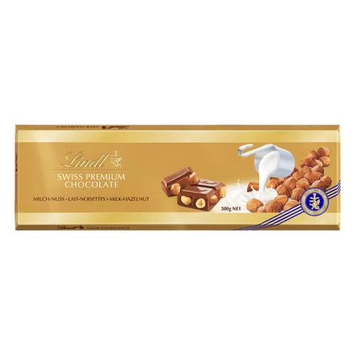 LINDT SWISS PREMIUM Czekolada z Orzechami Laskowymi 300g.webp