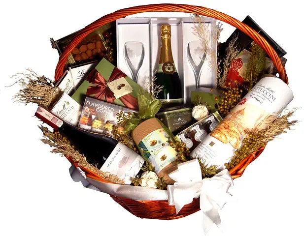 Kosze delikatesowe Smacza Jama - eleganckie zestawy prezentowe z kawą, herbatą, słodyczami i alkoholem