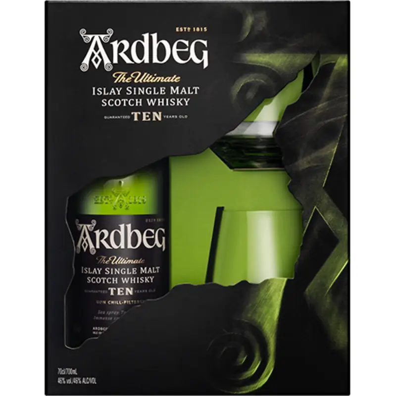 Whisky Ardbeg Ten 46% 0,7l + 2 szklanki