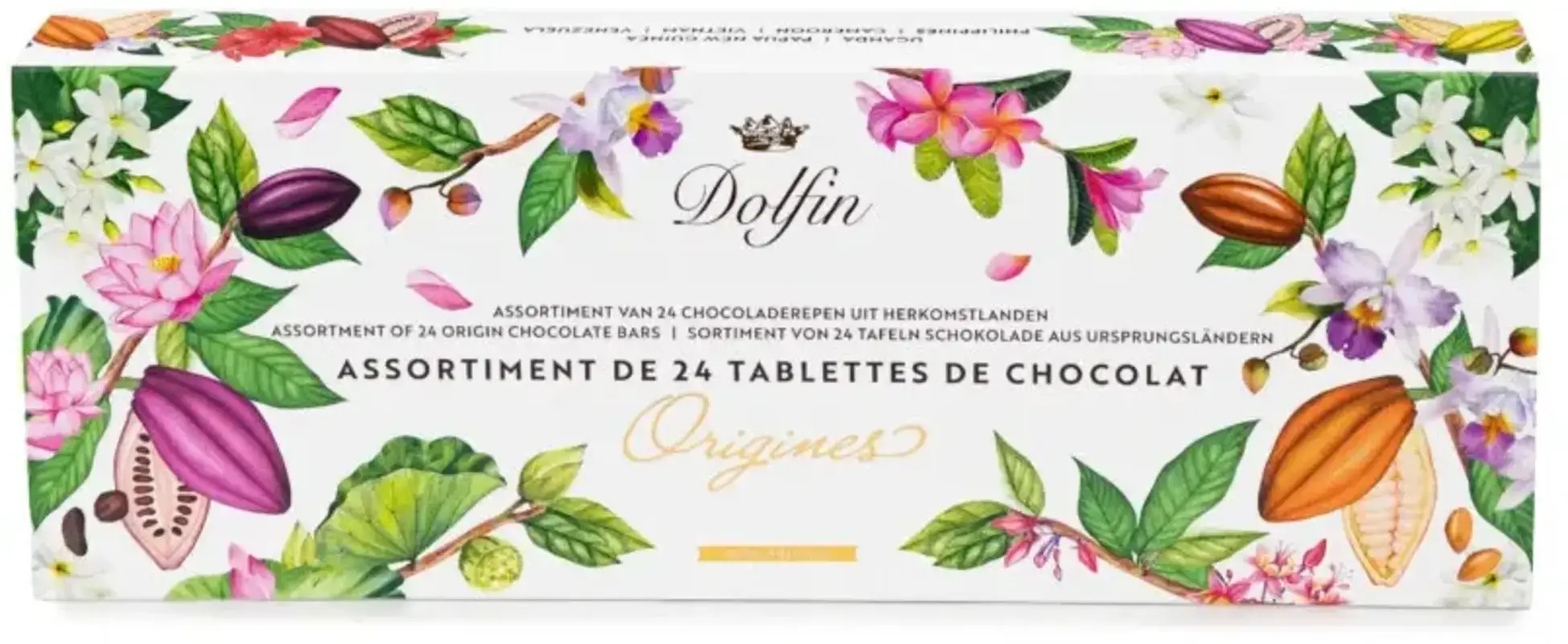 Bombonierka Dolfin Assortment 24 Squares Origines 240g