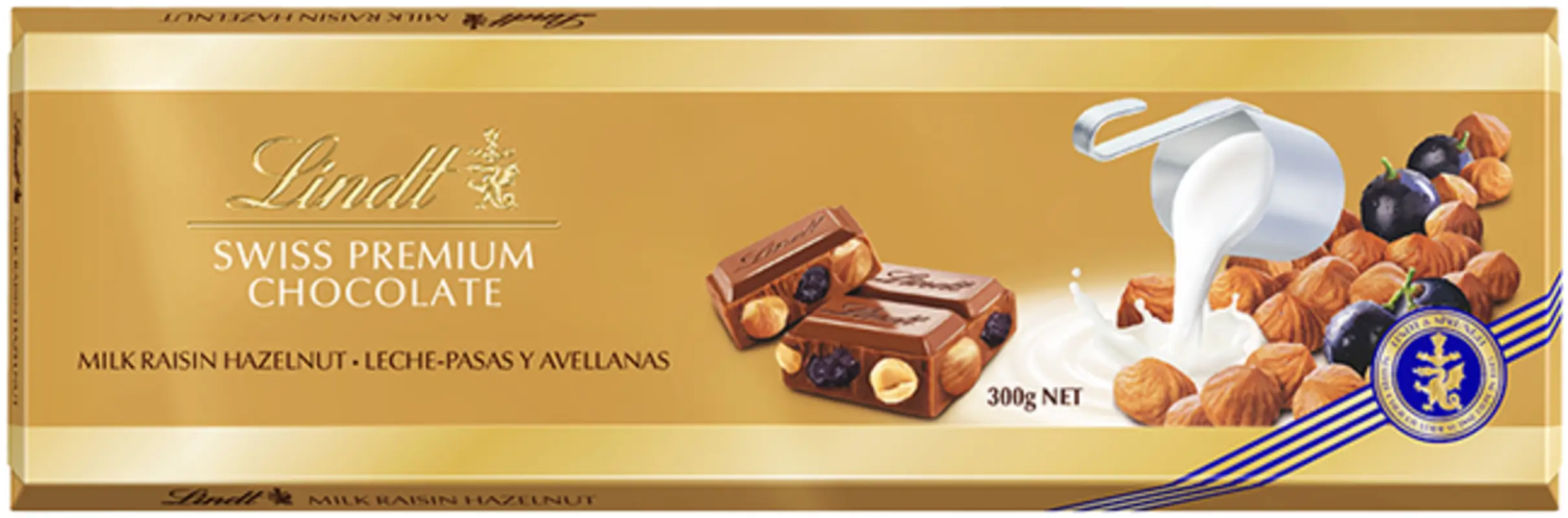 Czekolada Lindt Milk Raisins Hazelnut Gold 300g